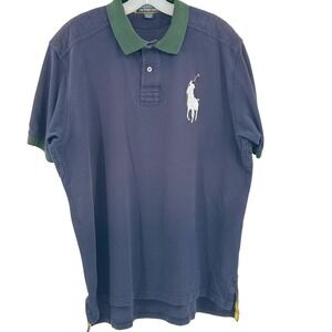 Polo Ralph Lauren Polo Shirt Mens XL Navy Blue Big Pony Cotton Pique Preppy 90s